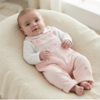 BW-13-453: Baby Girls Quilted 2 Piece Dungaree Outfit - Hug Me (NB-6 Months)